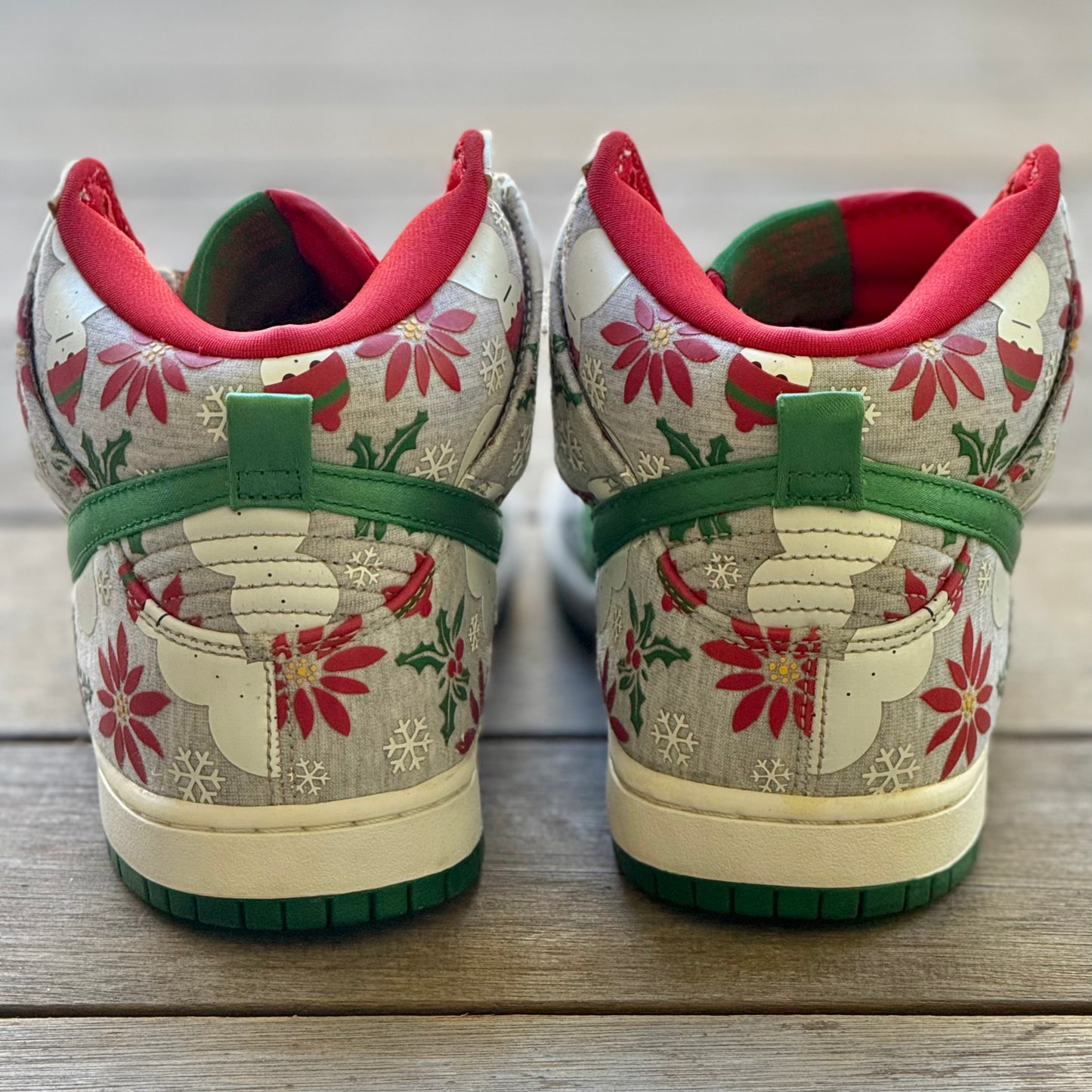 Nike SB Dunk High Grey Ugly Christmas Sweater Size 8.5