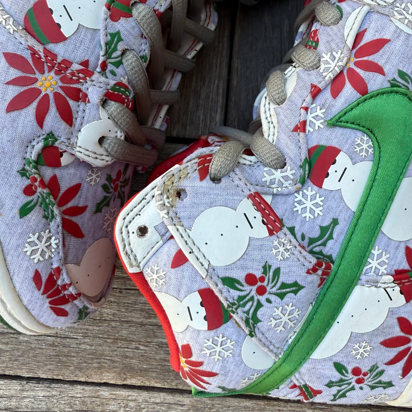 Nike SB Dunk High Grey Ugly Christmas Sweater Size 8.5