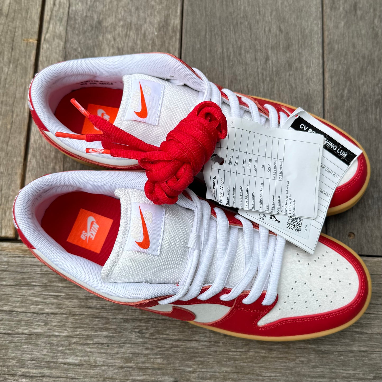Nike SB Dunk Low University Red Gum Orange Label SAMPLE Size 9