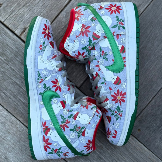 Nike SB Dunk High Ugly Christmas Sweater Grey Size 10.5